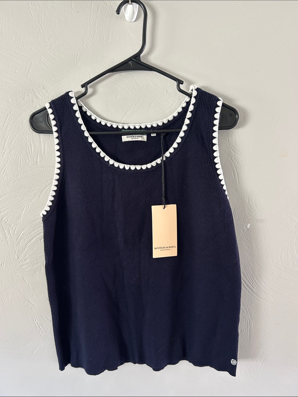 Scotch & Soda Sleeveless Navy Blue Maritime Knit Tank